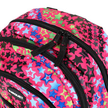 Load image into Gallery viewer, Pink novelty backpack with vibrant star graphics