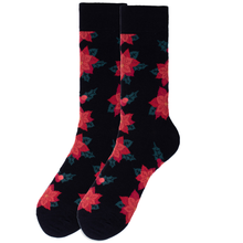 Load image into Gallery viewer, Men's Christmas Poinsettias Novelty Socks