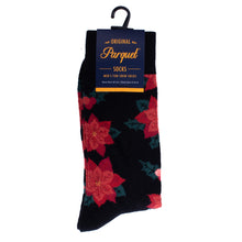 Load image into Gallery viewer, Men's Christmas Poinsettias Novelty Socks