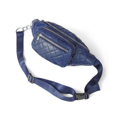 Load image into Gallery viewer, Navy PU quilted fanny pack with silver zipper – Nollia