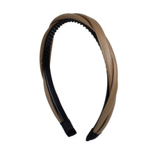 Load image into Gallery viewer, Nollia brown vegan leather twist headband side angle