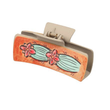 Load image into Gallery viewer, Nollia cactus flower hair claw clip with floral and cactus design