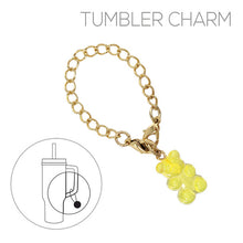 Load image into Gallery viewer, Nollia gummy bear tumbler charm in yellow with gold chain