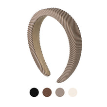 Load image into Gallery viewer, Nollia taupe twill ribbed padded headband front view with swatch