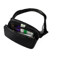 Load image into Gallery viewer, Nollia unisex black nylon rectangle belt bag with zipper opened