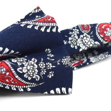 Load image into Gallery viewer, Parquet boxed paisley bow tie zoomed in