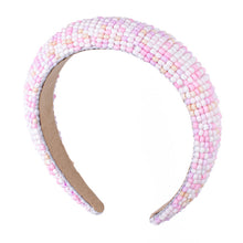 Load image into Gallery viewer, Pink Beaded Headband – Nollia brand, side angle