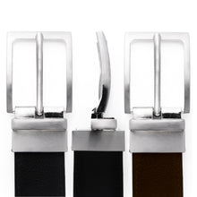 Load image into Gallery viewer, Reversible Genuine Leather Belt with Rotated Buckle