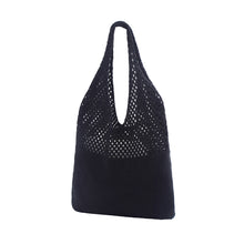 Load image into Gallery viewer, Nollia Mesh Knit Hobo Bag in black with open knit upper and solid base