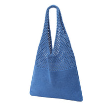 Load image into Gallery viewer, Nollia Mesh Knit Hobo Bag in blue with open knit upper and solid base