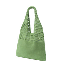 Load image into Gallery viewer, Nollia Mesh Knit Hobo Bag in green with open knit upper and solid base