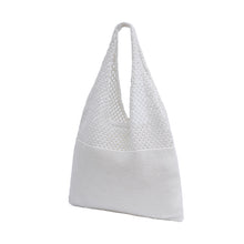 Load image into Gallery viewer, Nollia Mesh Knit Hobo Bag in white with open knit upper and solid base