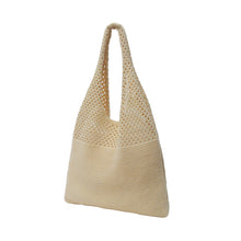 Load image into Gallery viewer, Nollia Mesh Knit Hobo Bag in taupe with open knit upper and solid base