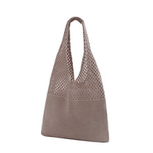 Load image into Gallery viewer, Nollia Mesh Knit Hobo Bag in beige with open knit upper and solid base