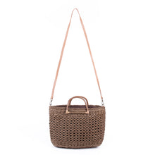 Load image into Gallery viewer, Rattan tote bag with detachable strap and wooden top handle