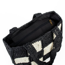Load image into Gallery viewer, top view of Nollia Patch Straw Tote Bag for women