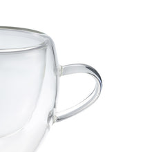 Load image into Gallery viewer, Side view of clear double wall espresso cup