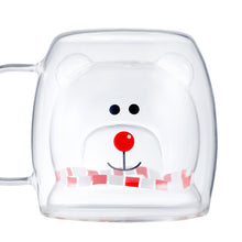 Load image into Gallery viewer, Transparent Christmas mug featuring polar bear with scarf