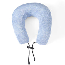 Load image into Gallery viewer, U-shaped memory foam neck pillow for travel in blue top view