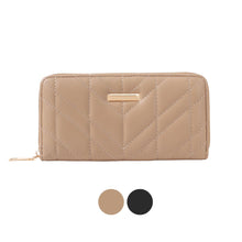 Load image into Gallery viewer, Ladies Chervon Quilt Zip Around Wallet