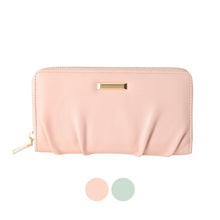 Load image into Gallery viewer, Pastel Ruched PU Leather Zip Wallet