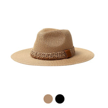 Load image into Gallery viewer, Ladies Wide Brim Sun Straw Hat with Braided Band