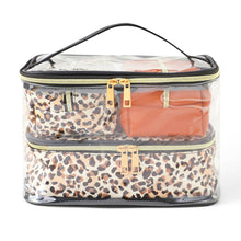 Load image into Gallery viewer, 4pc Leopard Brown Cosmetic Set