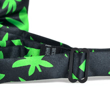 Load image into Gallery viewer, Weed print black bow tie for men close up buckle