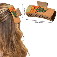 Load image into Gallery viewer, Woman wearing cactus sunset claw clip in wavy hair