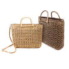 Load image into Gallery viewer, rattan baskets crossbody bag with wooden handles