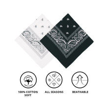 Load image into Gallery viewer, Cotton Bandana Black & White Duo Pack