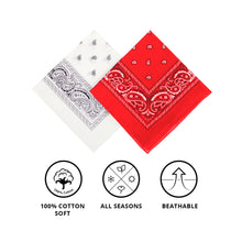 Load image into Gallery viewer, Cotton Bandana Red & White Duo Pack