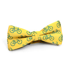 Load image into Gallery viewer, Men's Yellow Bicycle Banded Bow Tie