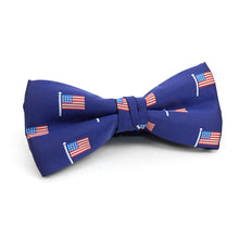 Load image into Gallery viewer, Men's Blue American Flag Banded Bow Tie