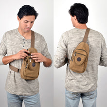 Load image into Gallery viewer, Crossbody Canvas Sling Bag Backpack with Adjustable Strap