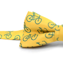 Load image into Gallery viewer, Men's Yellow Bicycle Banded Bow Tie