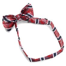 Load image into Gallery viewer, Laurant Bennet Red & Black Banded Bow Tie & Matching Round Hanky Set