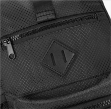 Load image into Gallery viewer, Black Polyester Sling Bag with 3 Zipper Compartments – Spacious & Adjustable