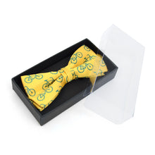 Load image into Gallery viewer, Men's Yellow Bicycle Banded Bow Tie