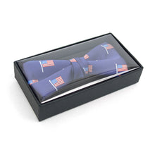 Load image into Gallery viewer, Men's Blue American Flag Banded Bow Tie