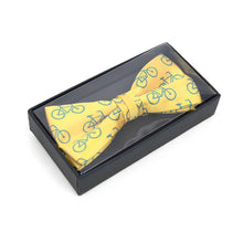 Load image into Gallery viewer, Men's Yellow Bicycle Banded Bow Tie