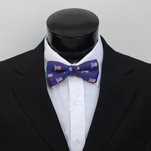 Load image into Gallery viewer, Men's Blue American Flag Banded Bow Tie