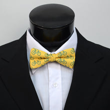 Load image into Gallery viewer, Men's Yellow Bicycle Banded Bow Tie