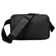 Load image into Gallery viewer, Nollia unisex black nylon rectangle belt bag with zipper compartments and adjustable strap