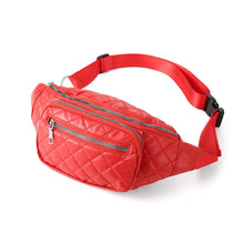 Load image into Gallery viewer, nollia red quilted PU leather fanny pack with adjustable strap