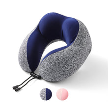 Load image into Gallery viewer, U-Shape Premium Memory Foam Neck Pillow – Ergonomic Travel Support (Gray/Blue or Pink)