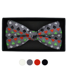 Load image into Gallery viewer, Men's Poker Card Suits Pattern Banded Bow Tie