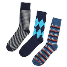Load image into Gallery viewer, Fancy Multi Colored Socks Striped Gift Box (3 Pairs in Box)
