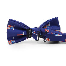 Load image into Gallery viewer, Men's Blue American Flag Banded Bow Tie
