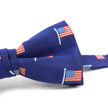 Load image into Gallery viewer, Men's Blue American Flag Banded Bow Tie